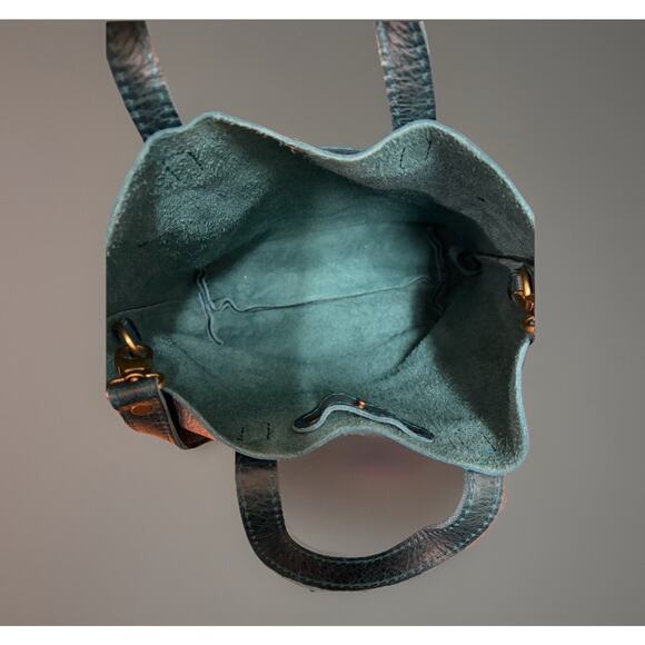 Portland Leather Almost Perfect Mini Crossbody Tote Blue Green - Picture 10 of 11